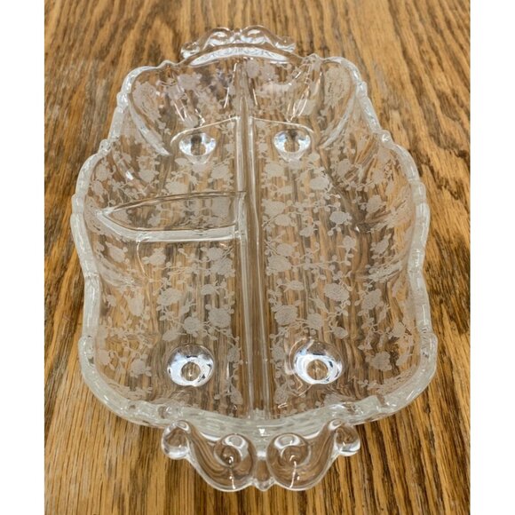 Vintage Footed Divided Dish Relish Floral Flower - Picture 3 of 11